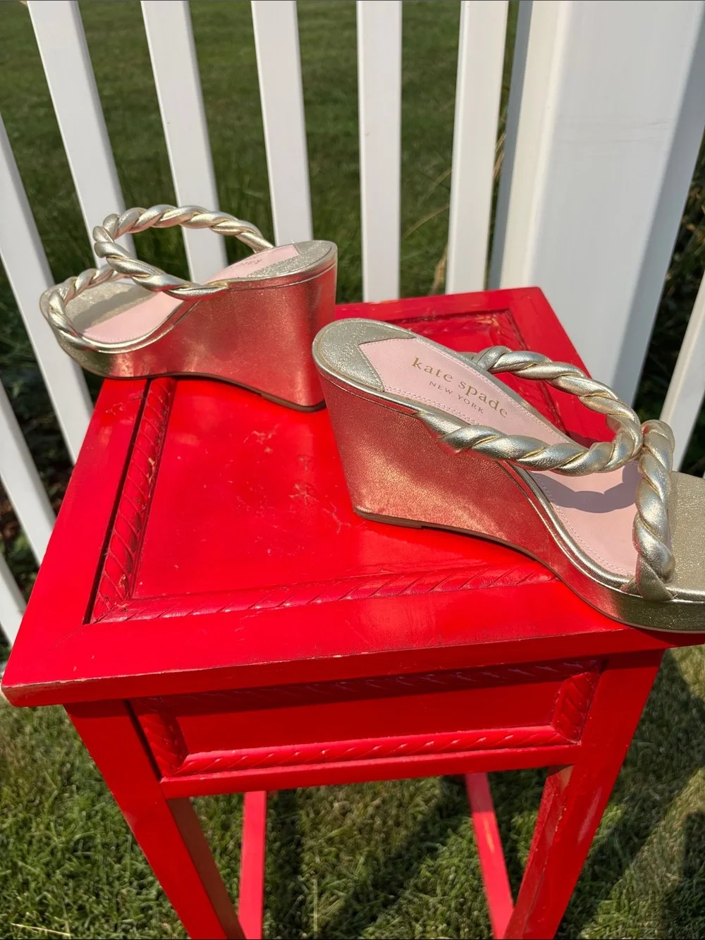 Kate Spade Gold Wedges Size 7.5, Worn Once